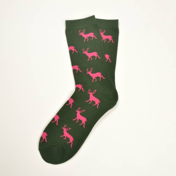 Grüne Socken, Hirsch in Pink