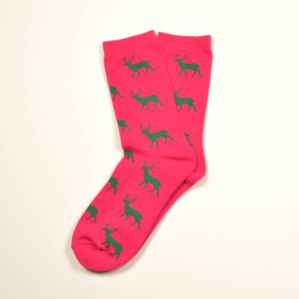 Pinke Socken, Hirsch in Grn