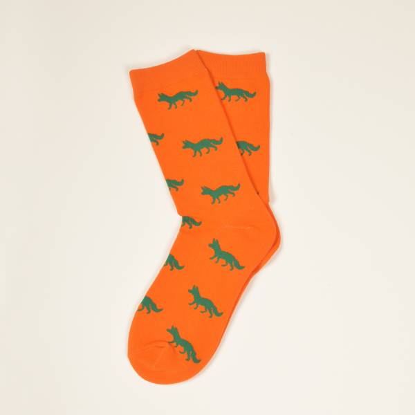 Orange Socken, Fuchs in Grn