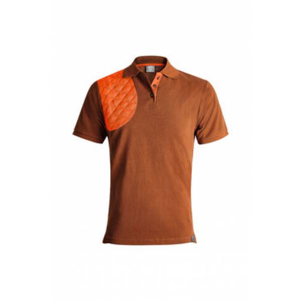 BFL Herren Polohemd, Farbe Braun/Orange, Rechtsanschlag M