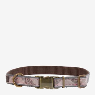 Barbour Halsband Reflective, Farbe Taupe/Pink Tartan S