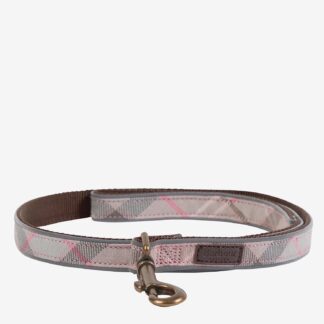 Barbour Hundeleine Reflective, Farbe Taupe/Pink Tartan