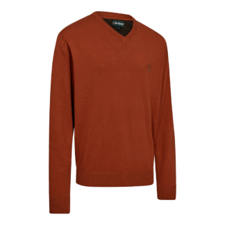 Deerhunter Harrington Strickpullover mit V Auschnitt Oak Rust Melange M