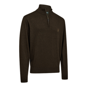 Deerhunter Harrington 1/2 Zip Strickpullover Brown Melange