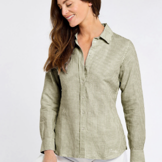 Dubarry Butterfly Women’s Long Sleeve Linen Shirt - Khaki 44